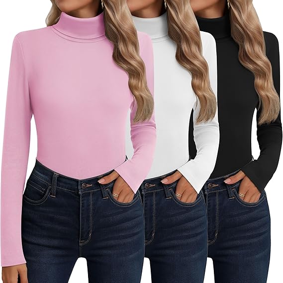 Neer 3-Pack Women’s Cotton Turtleneck Thermal Tops