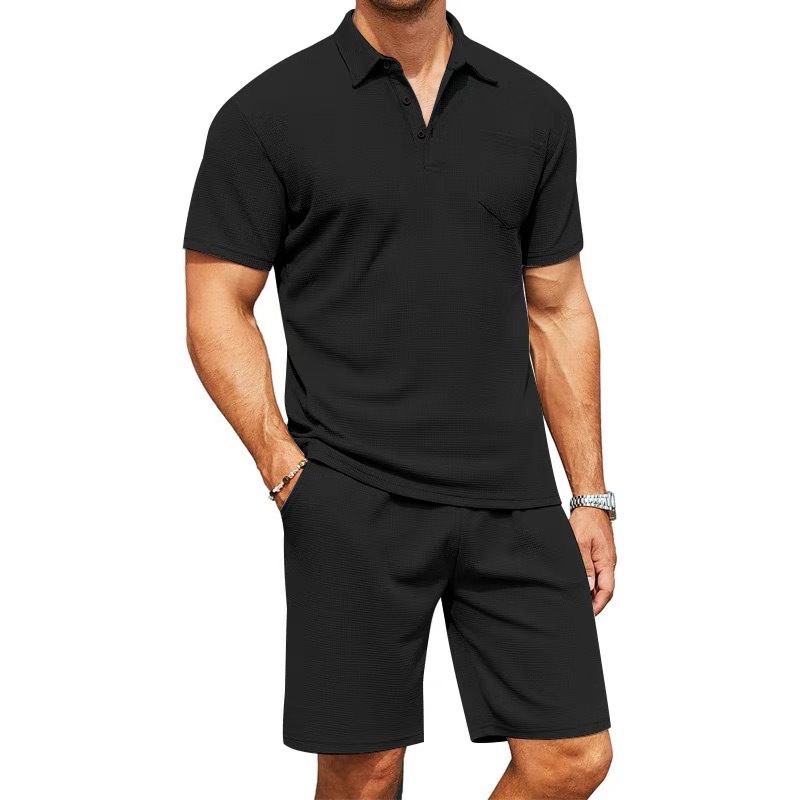 Men’s Premium Ribbed Polo & Shorts Co-ord Set 