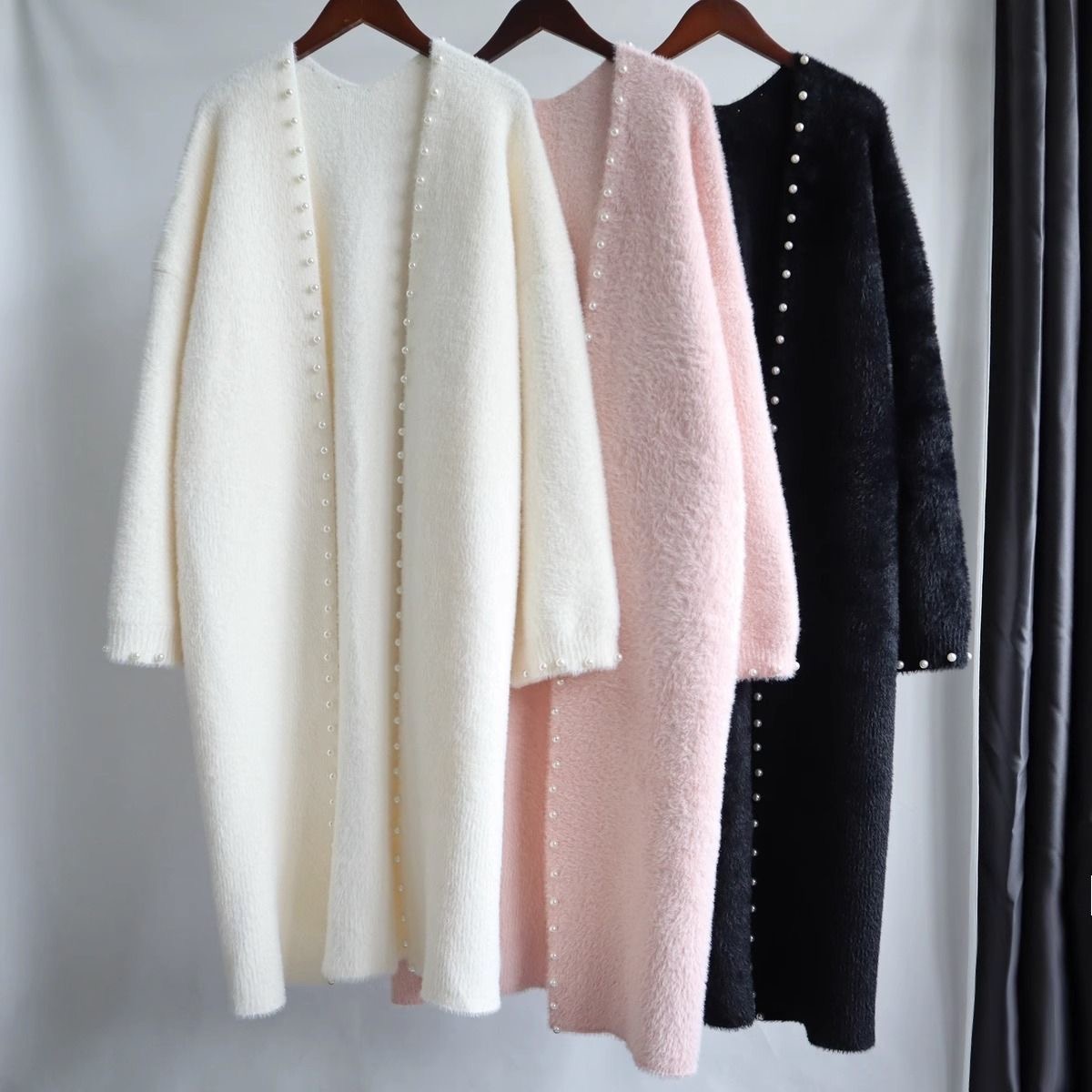 Pearl Trim Fuzzy Knit jersey