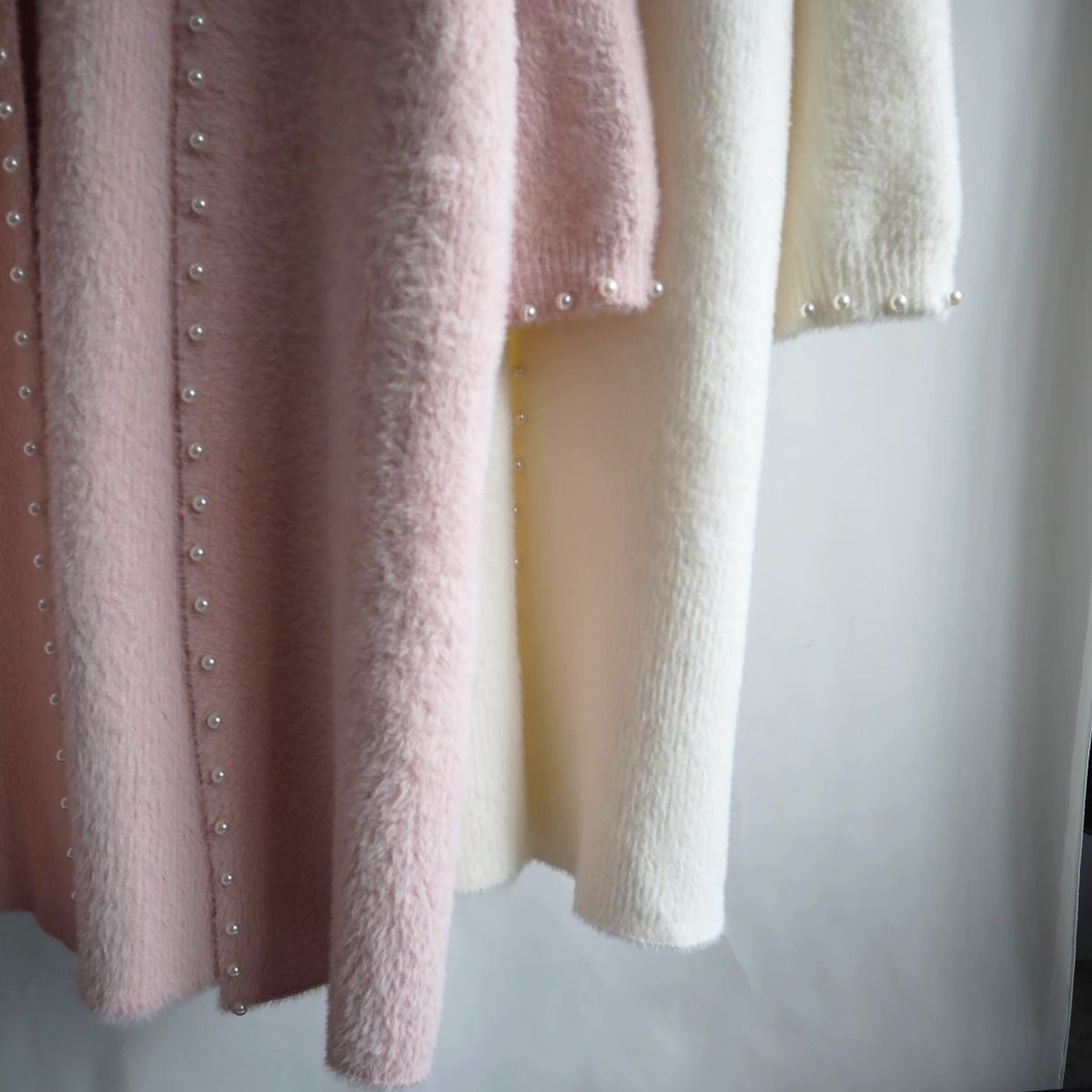 Pearl Trim Fuzzy Knit jersey