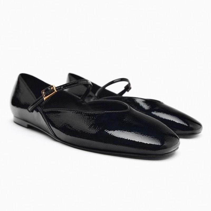 Ladies Glossy Mary Jane Flat Shoes