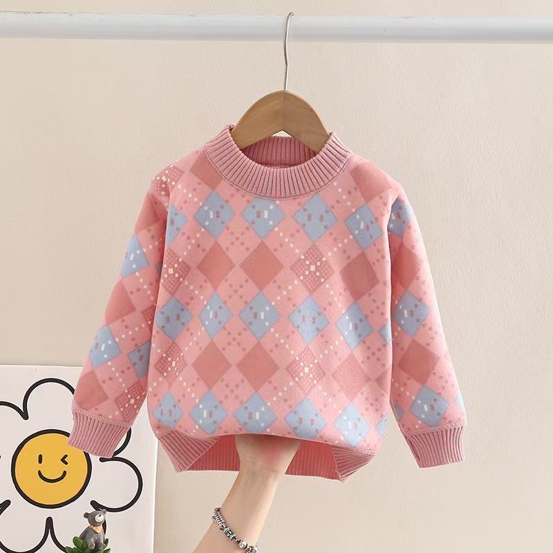Girls Pink Wave Knit Sweater