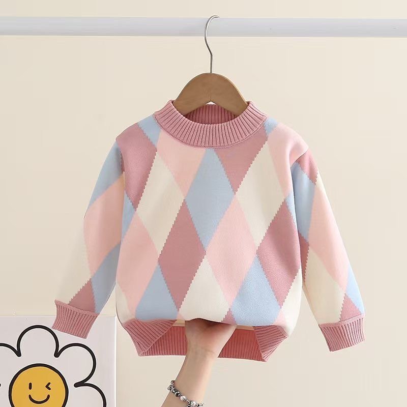 Girls Pink Wave Knit Sweater