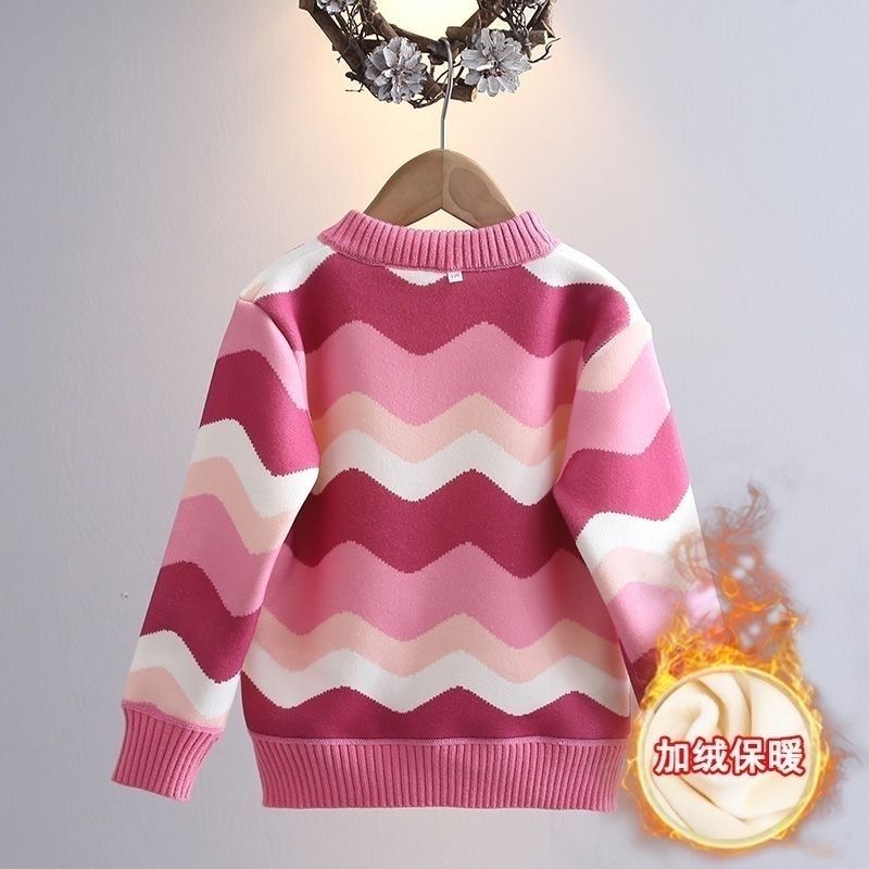 Girls Pink Wave Knit Sweater