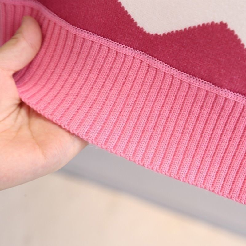 Girls Pink Wave Knit Sweater