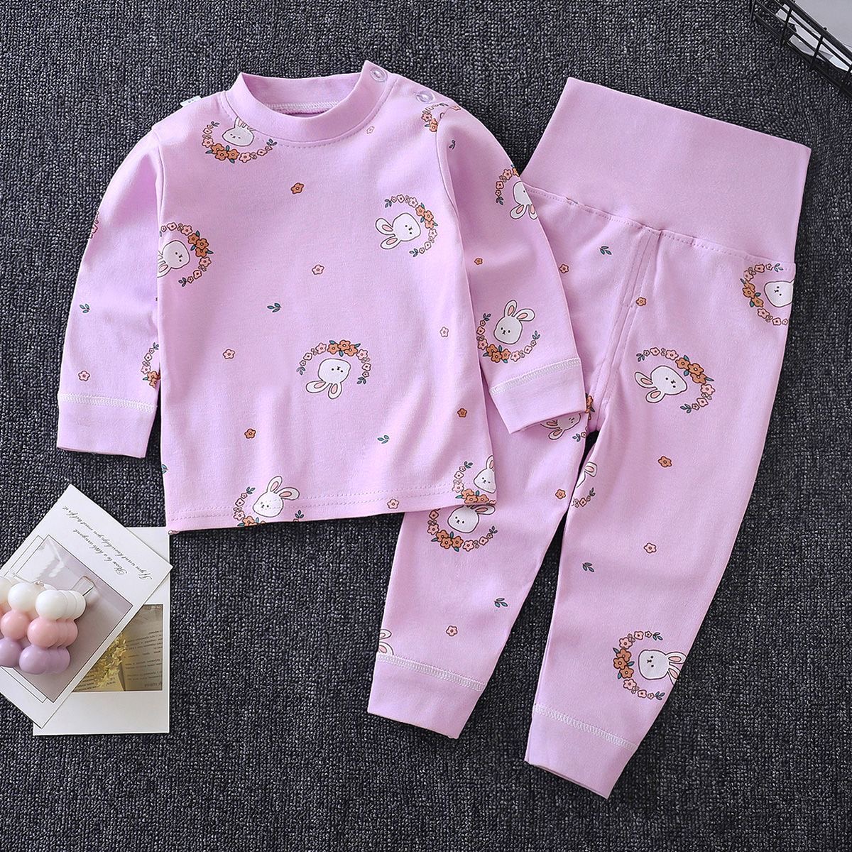 Baby Cotton Pants & Long-Sleeved Pajama Set