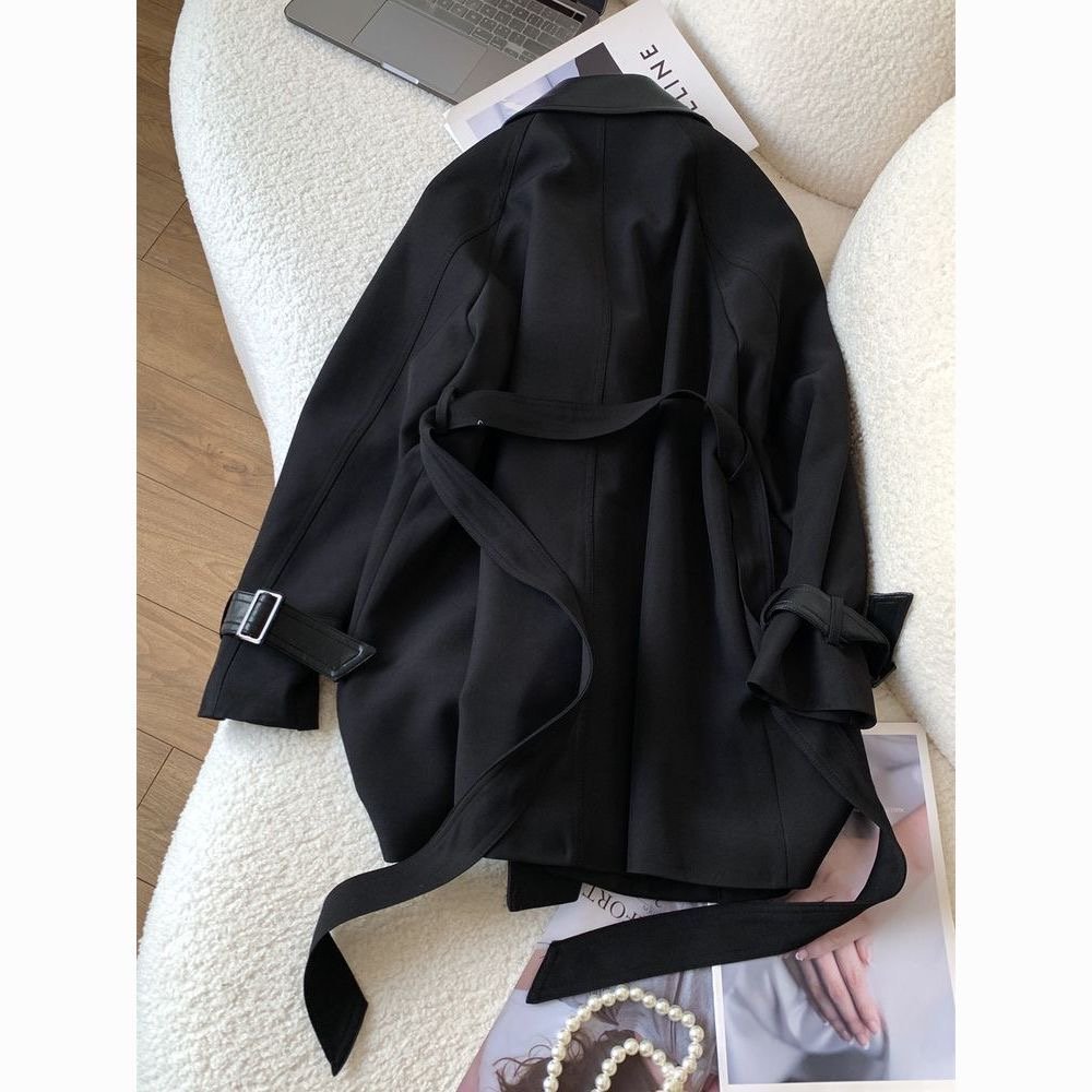 Women leather blend coat