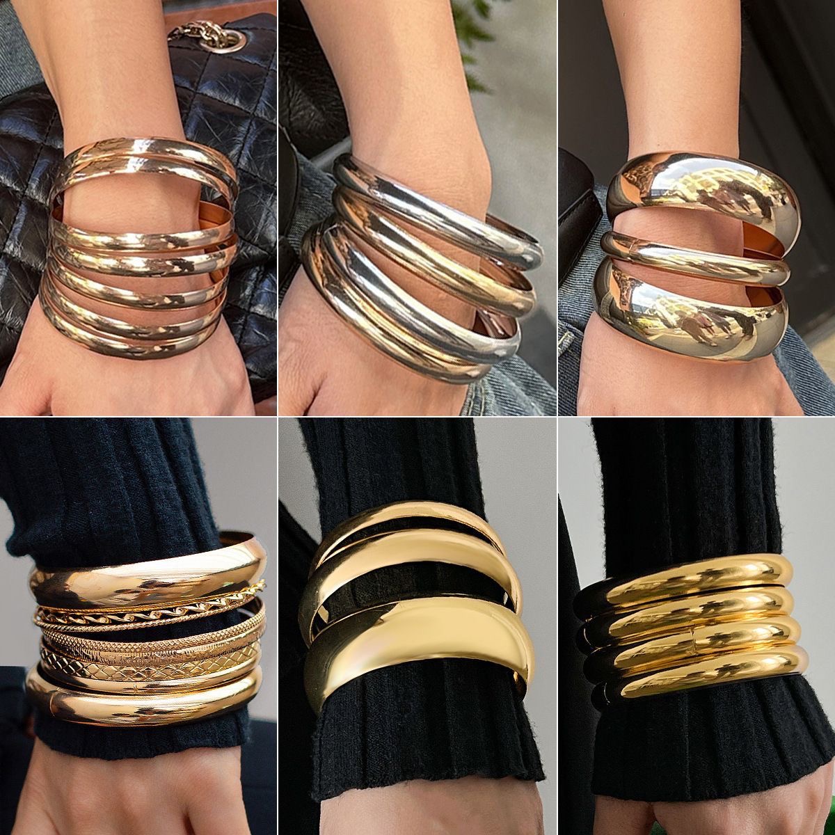 Luxury Gold & Silver Statement Cuff Bangles