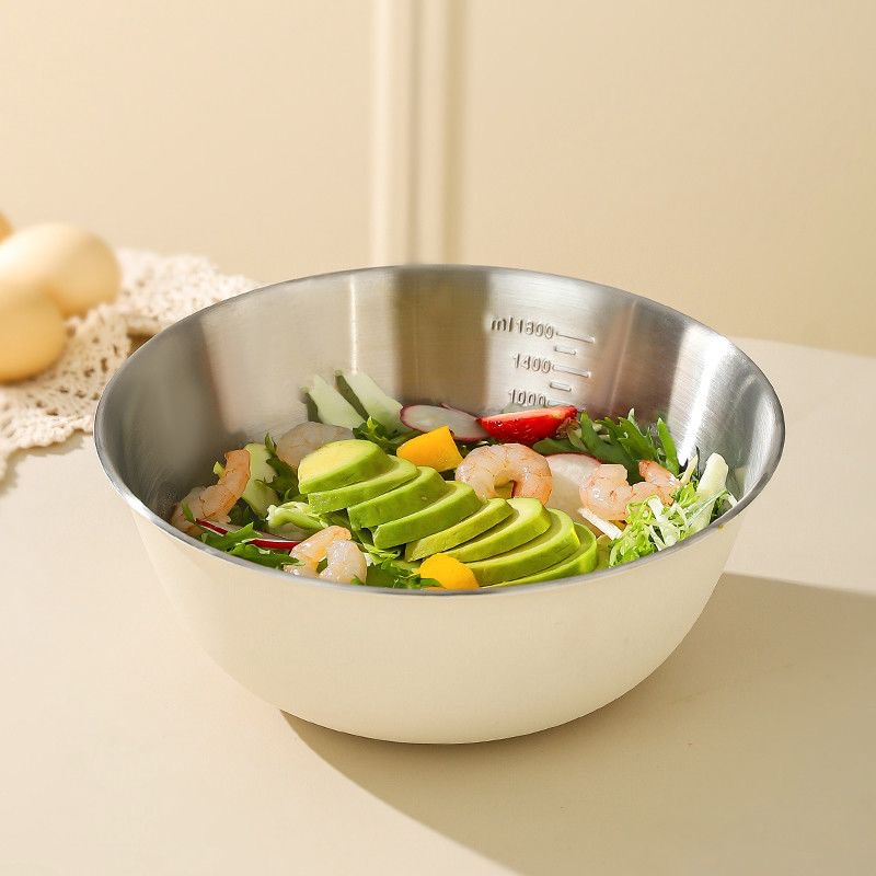 Baking Bowl (White Exterior with Silver Stainless Steel Interior)
