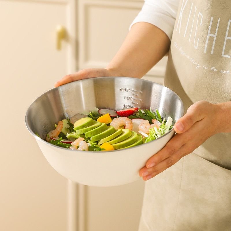 Baking Bowl (White Exterior with Silver Stainless Steel Interior)