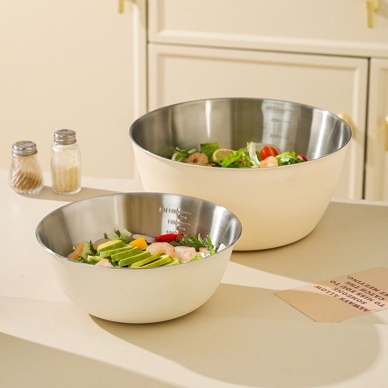 Baking Bowl (White Exterior with Silver Stainless Steel Interior)