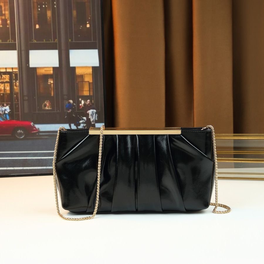 Pleated Soft Leather Clutch Bag