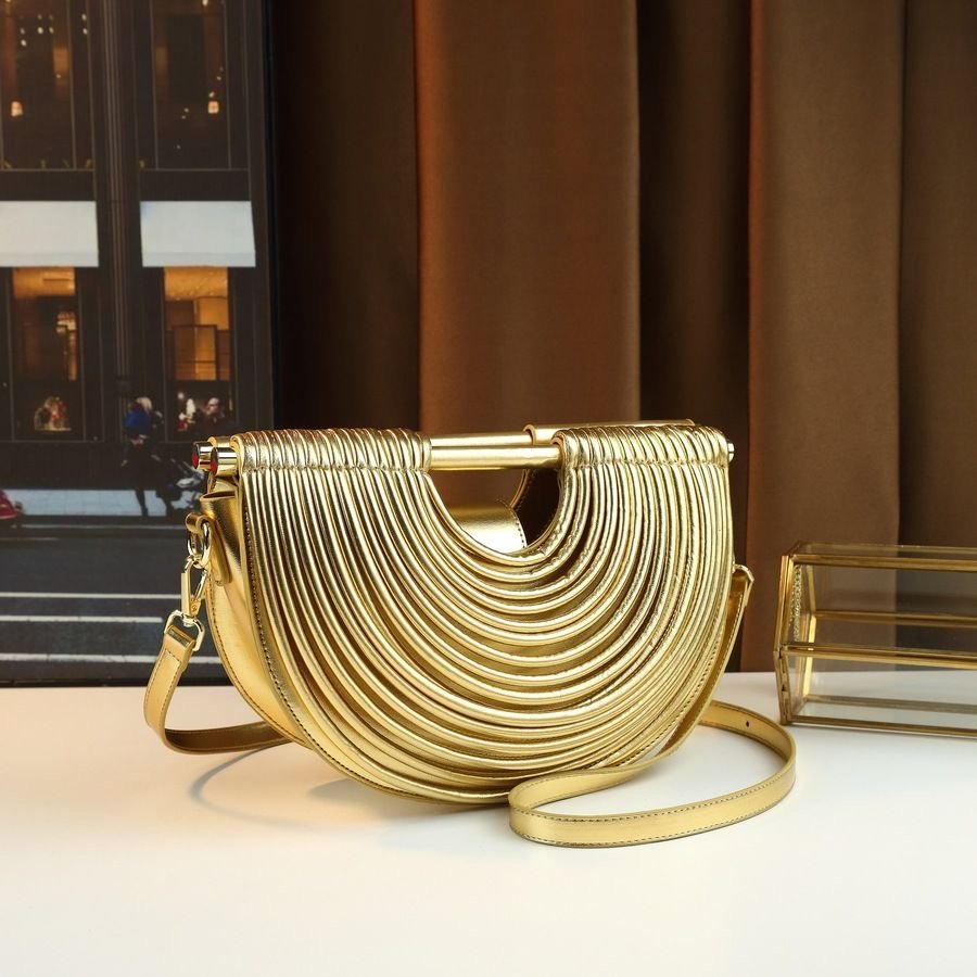 Ribbed Half-Moon Shoulder Clutch