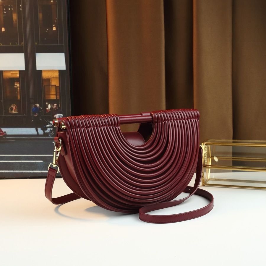 Ribbed Half-Moon Shoulder Clutch