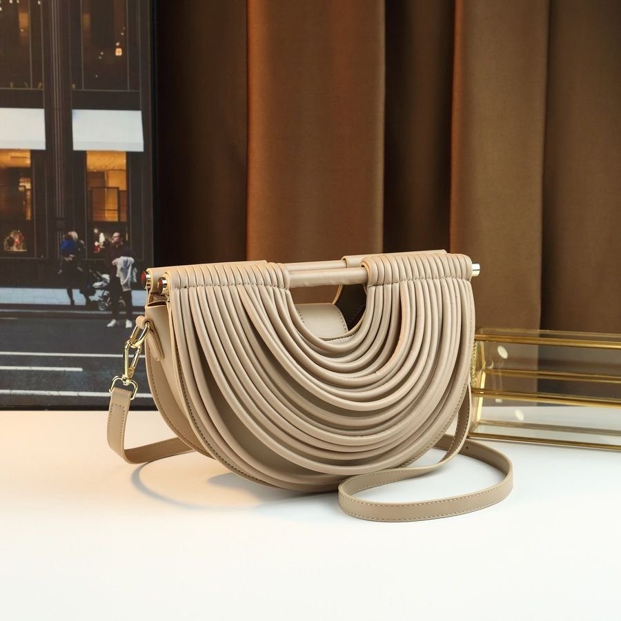 Ribbed Half-Moon Shoulder Clutch