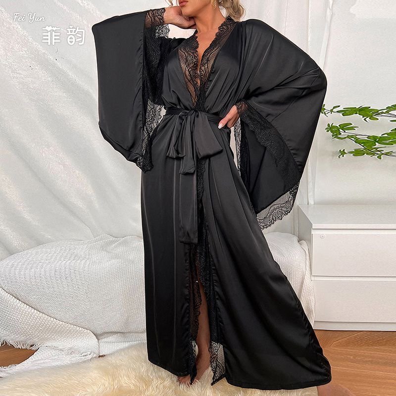 Luxury Satin Lace Sleeve Night Gown