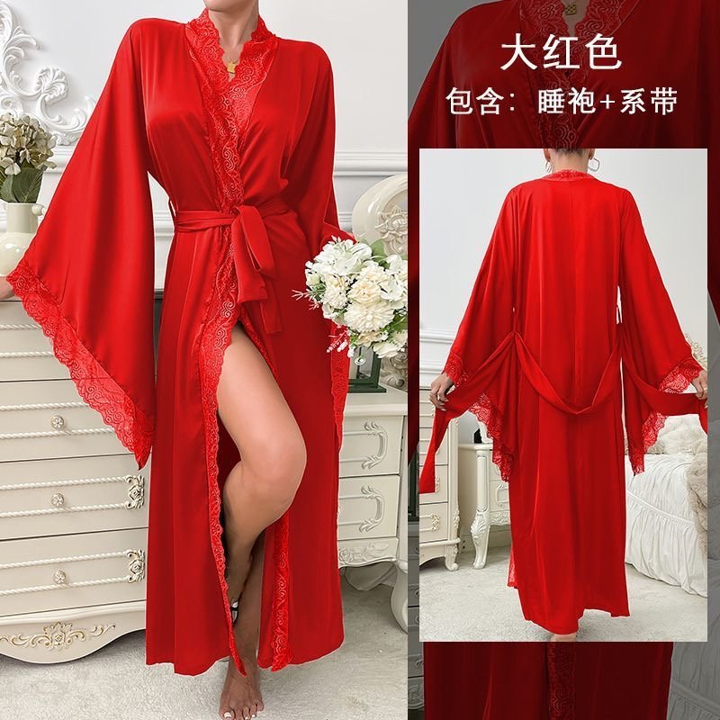 Luxury Satin Lace Sleeve Night Gown