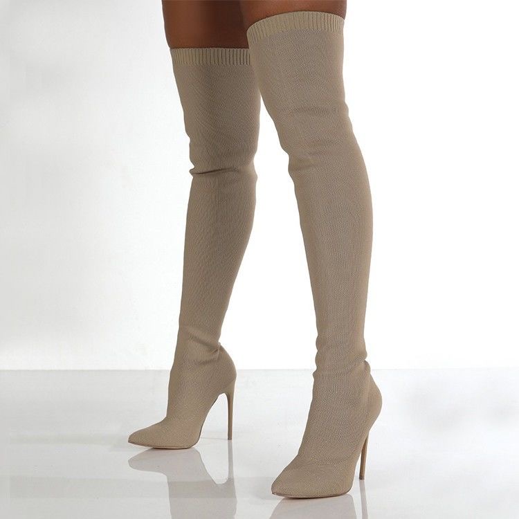 Stretch knee high boots