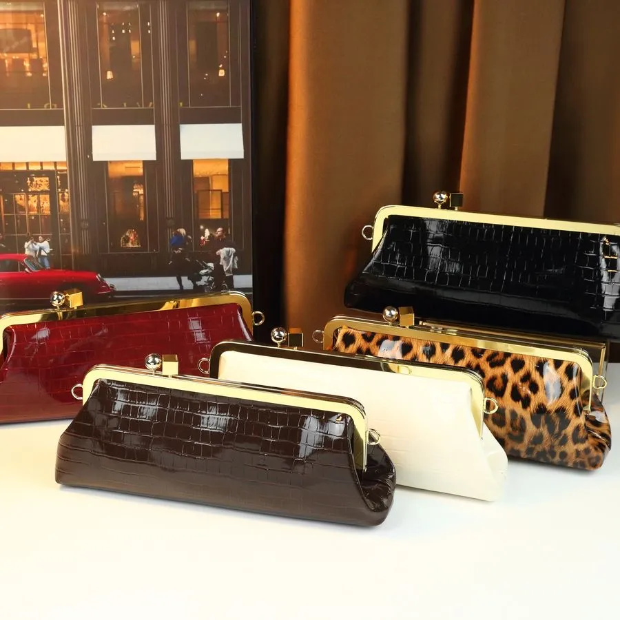Vintage Crocodile-Texture Clutch Bag